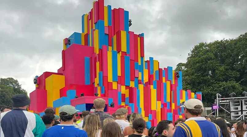 Colourful stage at Love saves the Day in Bristol