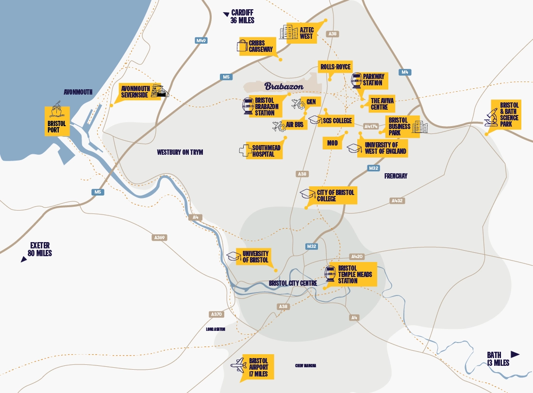 Bristol is in North Bristol with quick transport connections across the UK.