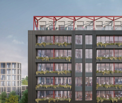Industrial office with roof terrace garden.