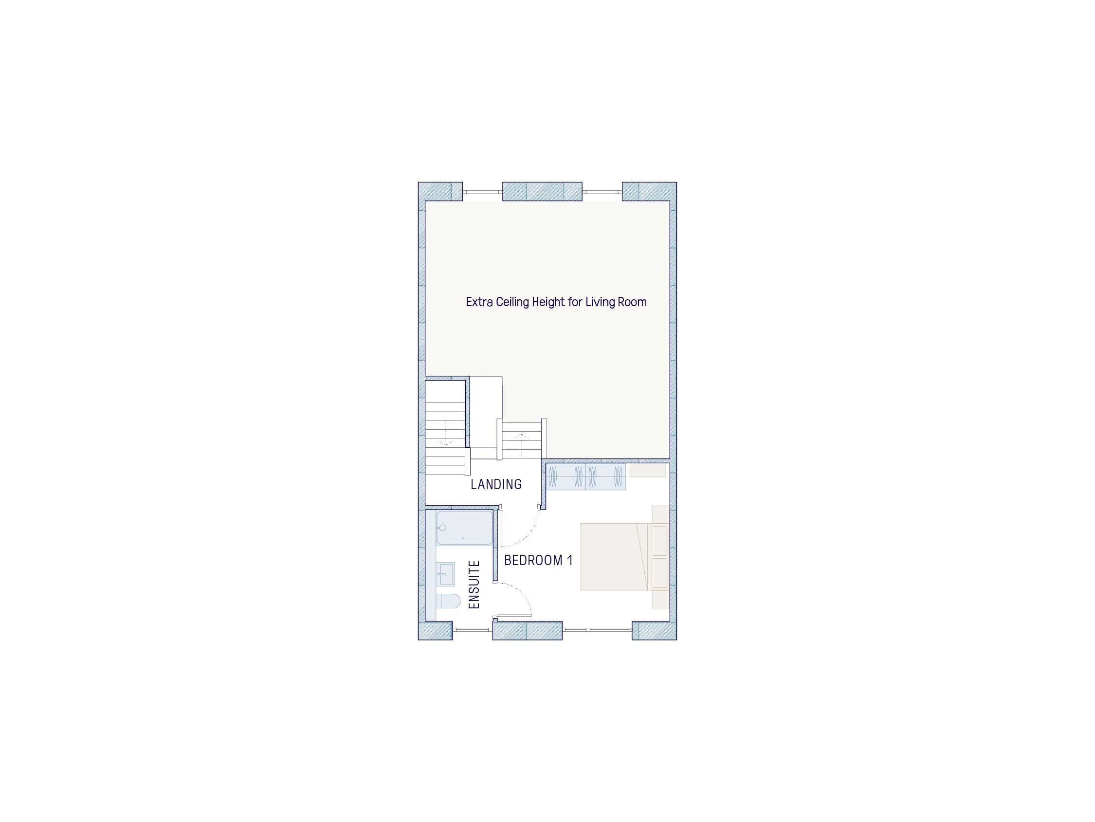 First floor with one double bedroom, built-in wardrobe and en-suite bathroom