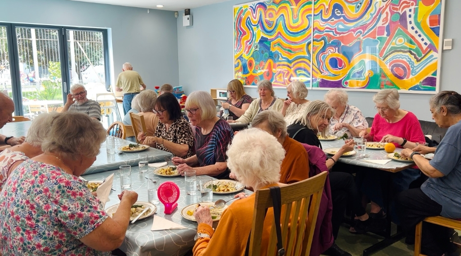 Group of over 60s join for lunch at Coniston Connect activity at Coniston Community Centre.